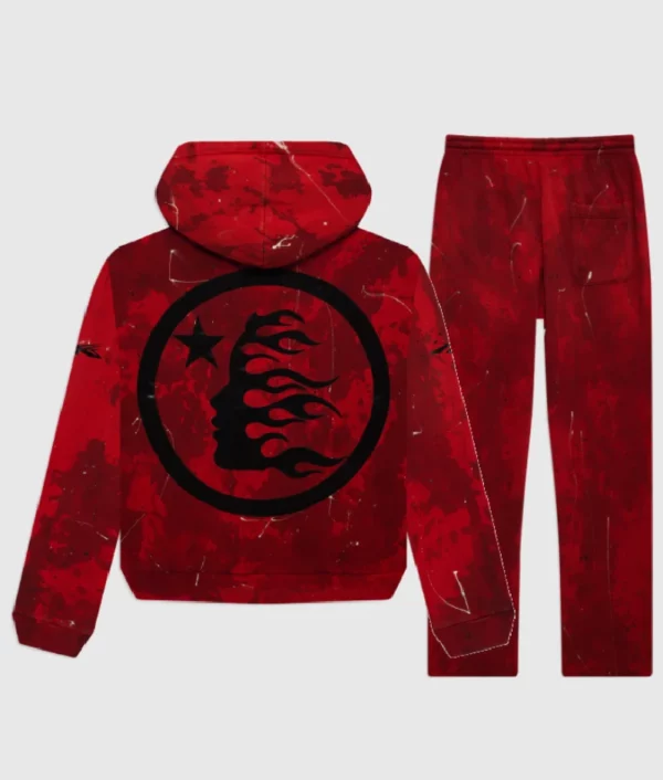 Hellstar Sports Tye-Dye Skull Tracksuit Red